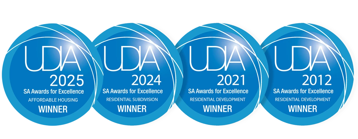 UDIA SA Awards for Excellence winner: 2025 Affordable Housing, 2024 Residential Subdivision, 2021 Residential Development, 2012 Residential Development